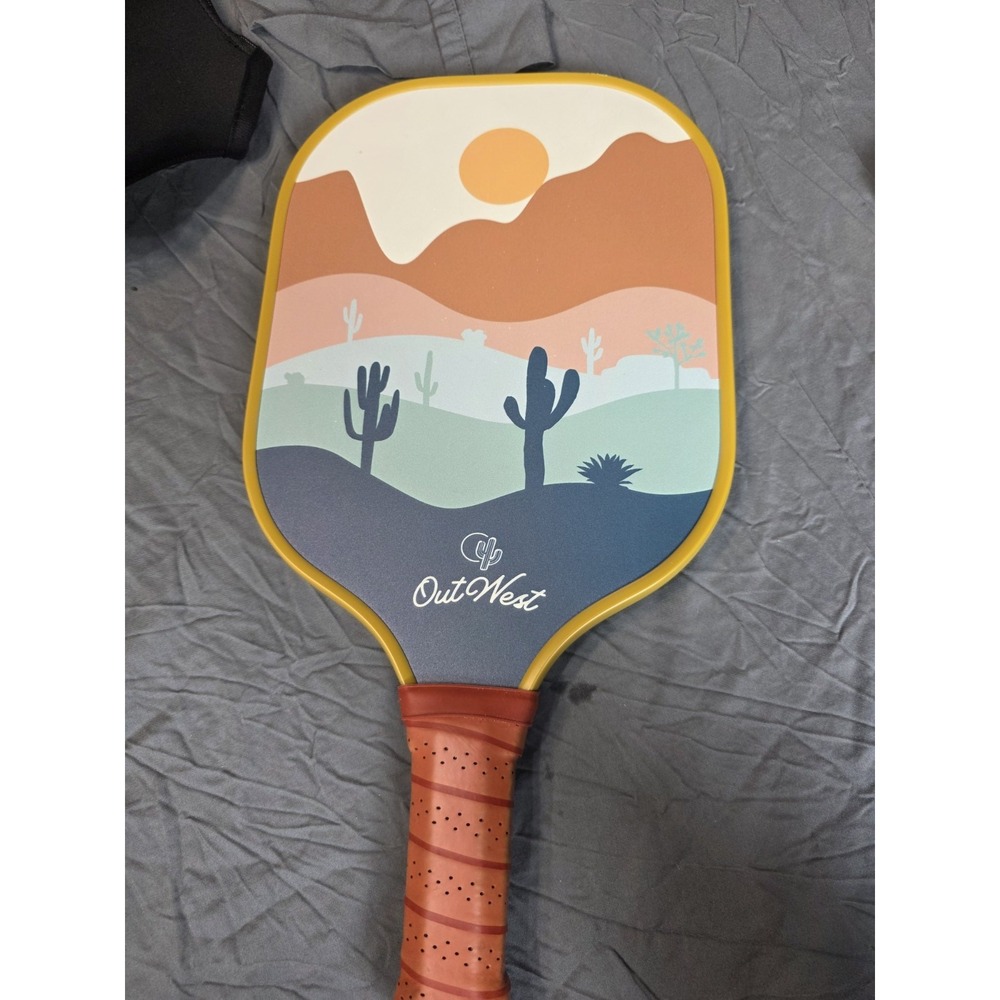 OutWest Sunrise Pickleball Paddle Desert Cactus Design w/ Zippered Cover